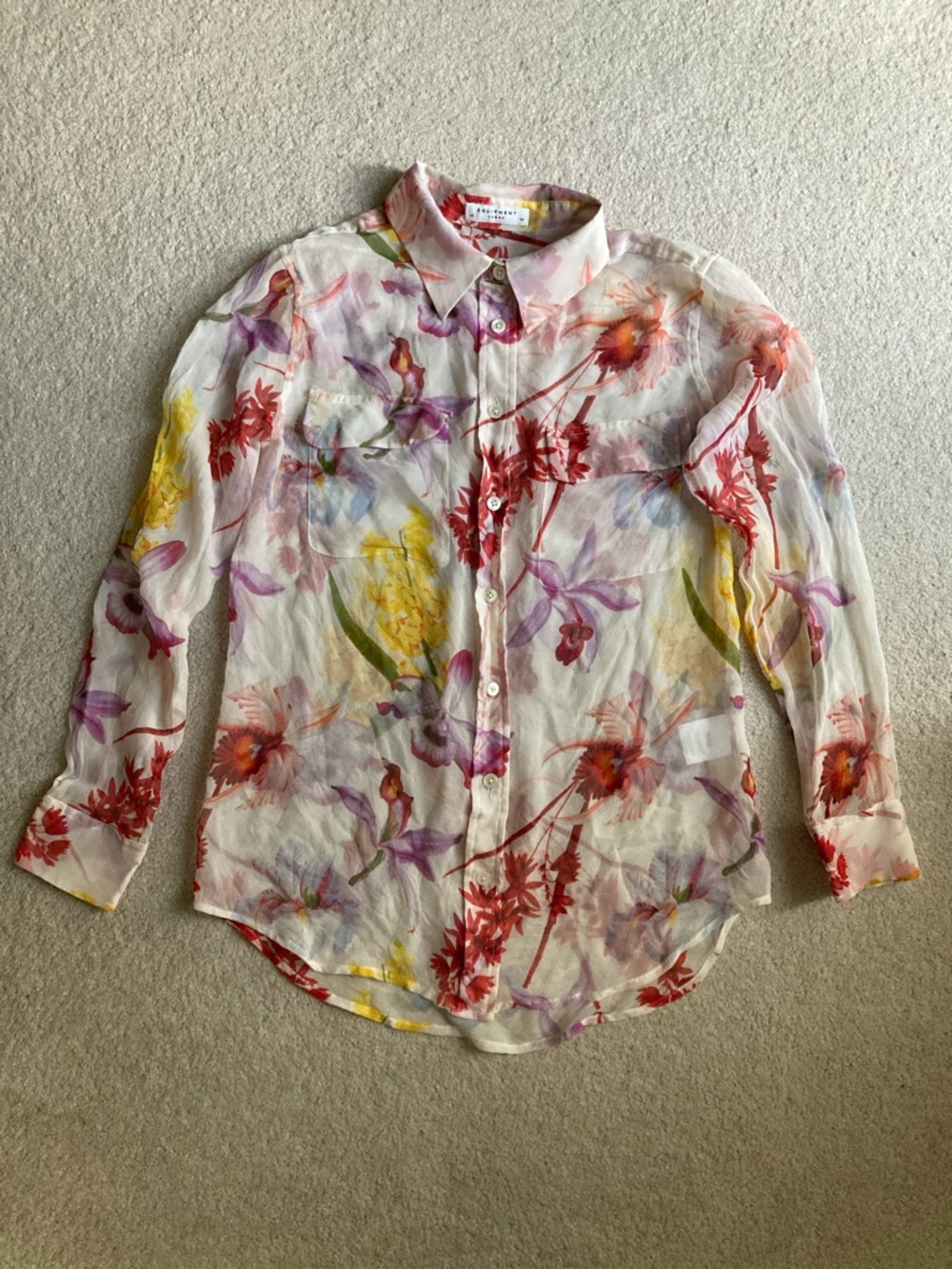 Equipment femme floral silk button-down shirt